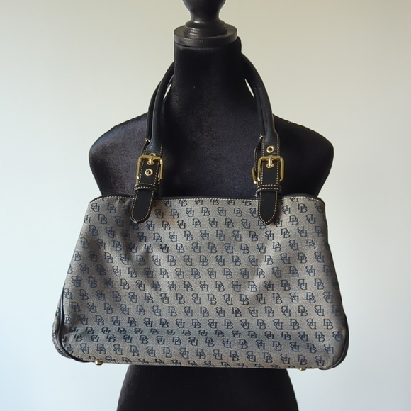 Dooney & Bourke Handbags - Dooney & Bourke Monogram Gray and Black Tote Bag